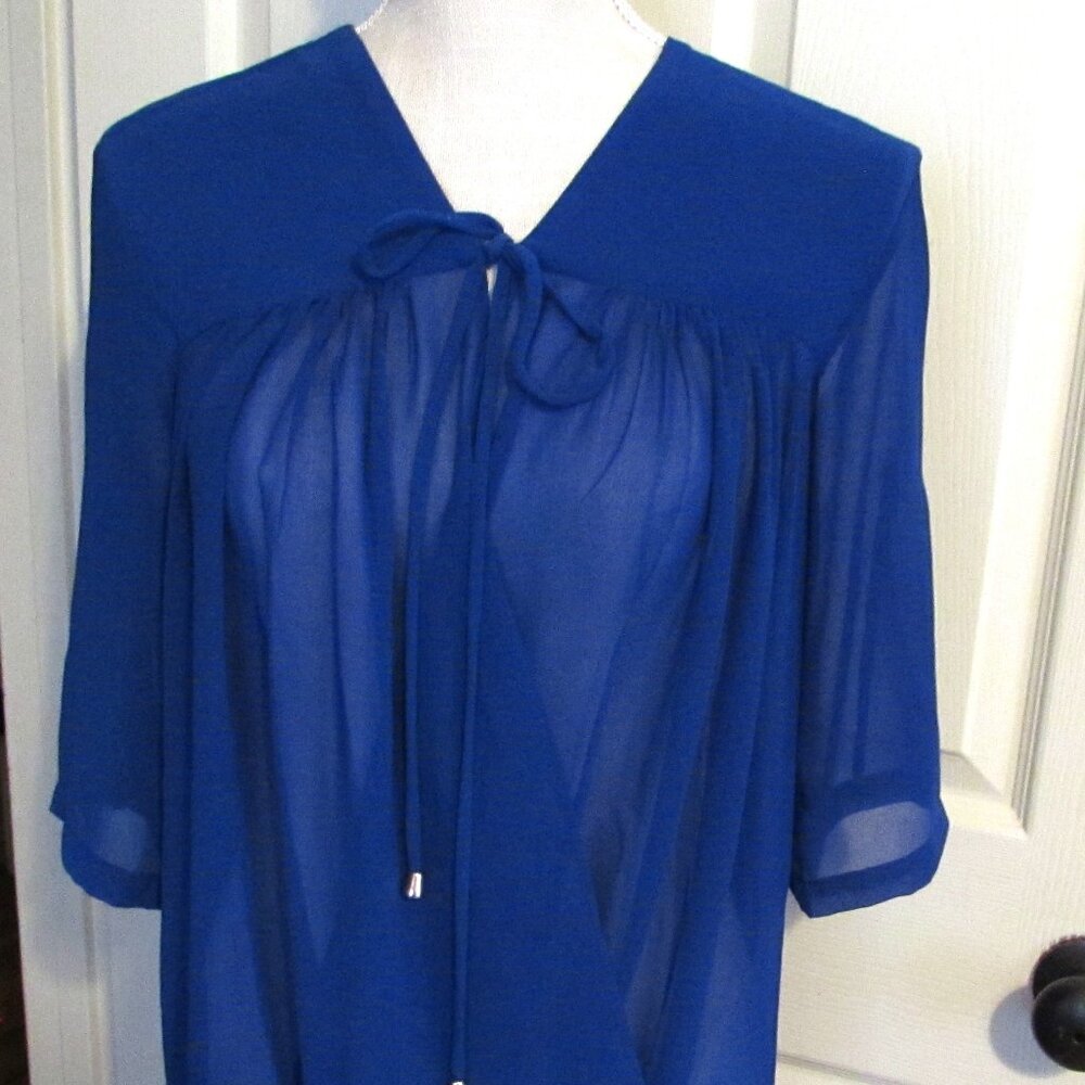ATINA CRISTINA Sheer Royal Blue Top or Blouse  Size S